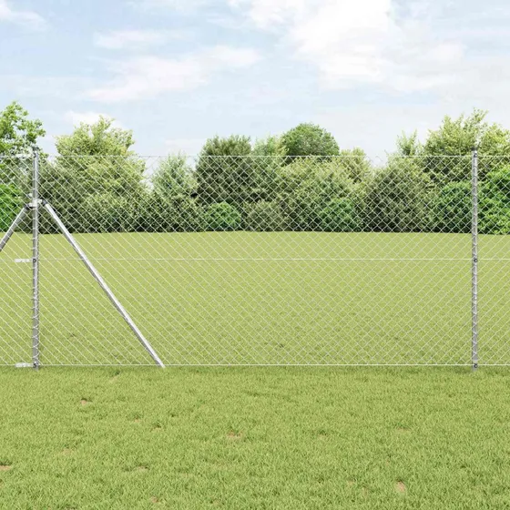 vidaXL Kædelink Indhegning Sølv 10 x 1 m