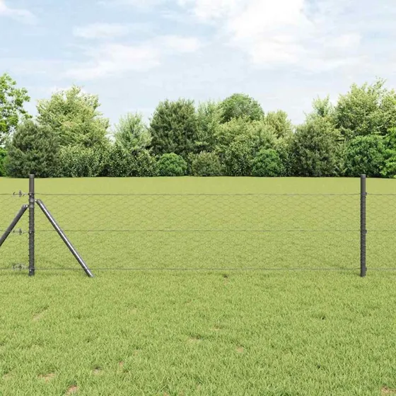 vidaXL Hexagon Hegn Grå 0,6 x 25 m PVC
