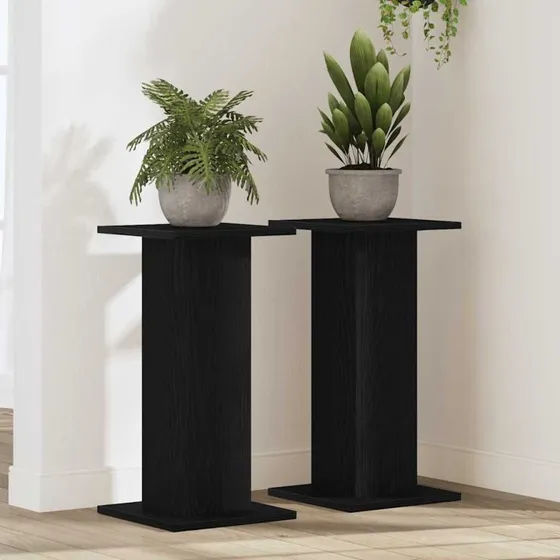 vidaXL Planteholder 2 stk, Sort Eg, 30 x 30 x 60 cm, Konstrueret Træ