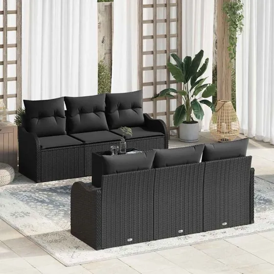vidaXL Havesofa Sæt 55x55x37 cm Sort Poly rattan