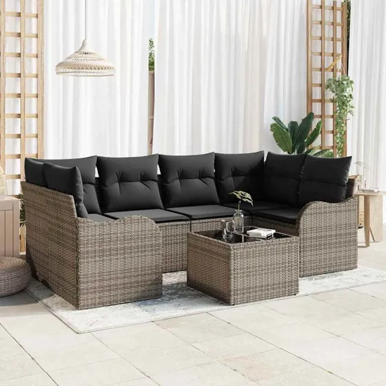 vidaXL Havesofa Sæt Grå 55x55x37 cm Poly rattan