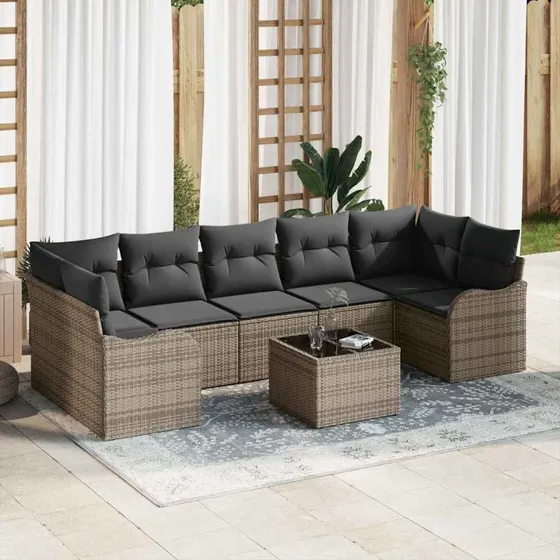 vidaXL Havesofa Sæt Grå 55x55x37 cm Poly rattan