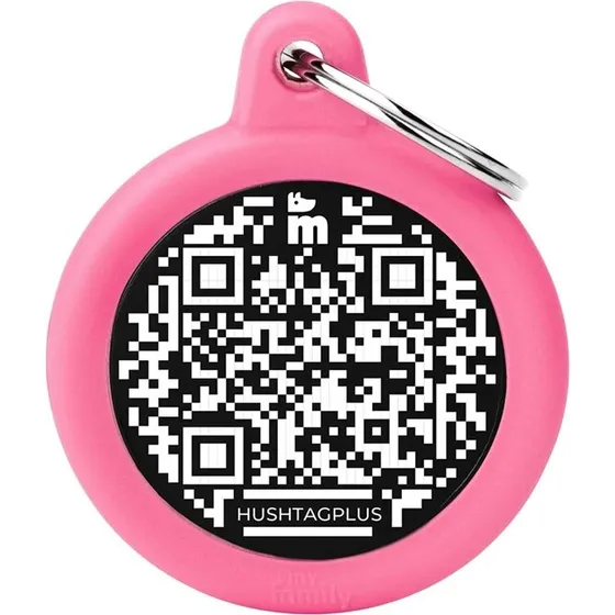 My Family Hundetegn Hush Rund med QR, Pink