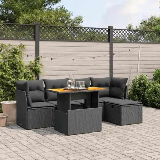 Sofasæt Til Haven 6 Dele Polyrattan Beige/Grå med Opbevaring