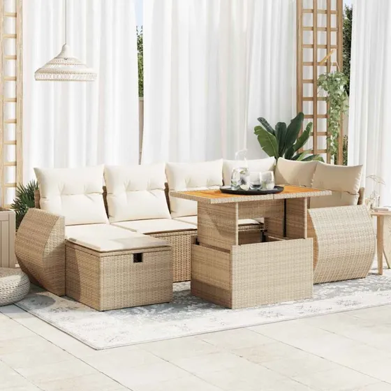 vidaXL 8-delers polyrattan havesofasæt med hynder, beige