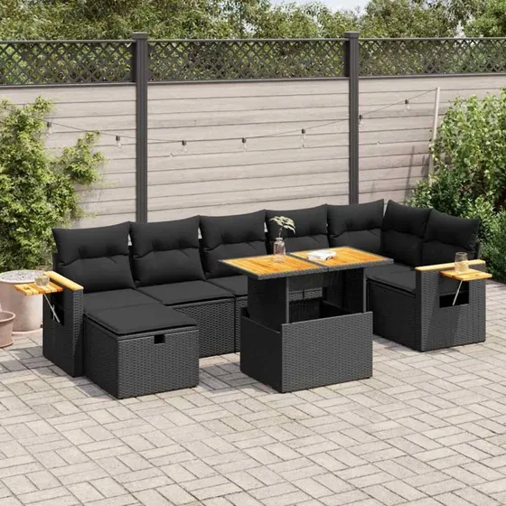 Sofasæt til haven 5 dele med hynder polyrattan sort