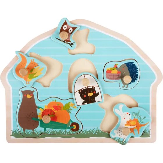 Barbo Toys Little Woodies knoppuspil i træ (6 brikker)