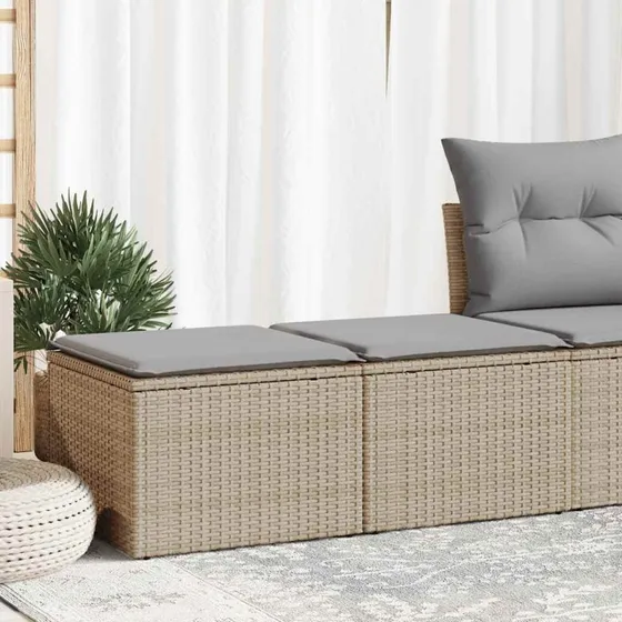 vidaXL 2-delssofasæt med hynder, polyrattan akacietræ, beige