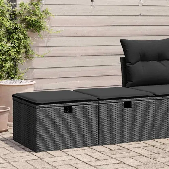 Sofasæt til haven 2 dele med hynder, polyrattan akacietræ beige-sort