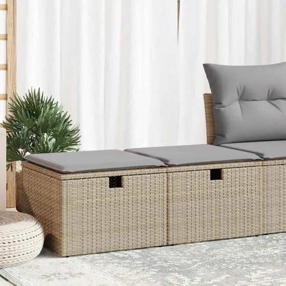 Sofasæt Til Haven 2 Dele Med Hynder Polyrattan Akacietræ Beige