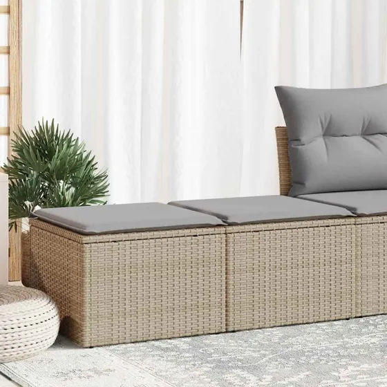 vidaXL 2-delssofasæt med hynder, polyrattan akacietræ, beige