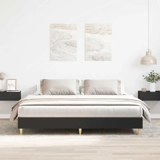 vidaXL Sengestel 200x200 cm Konstrueret Træ Sort