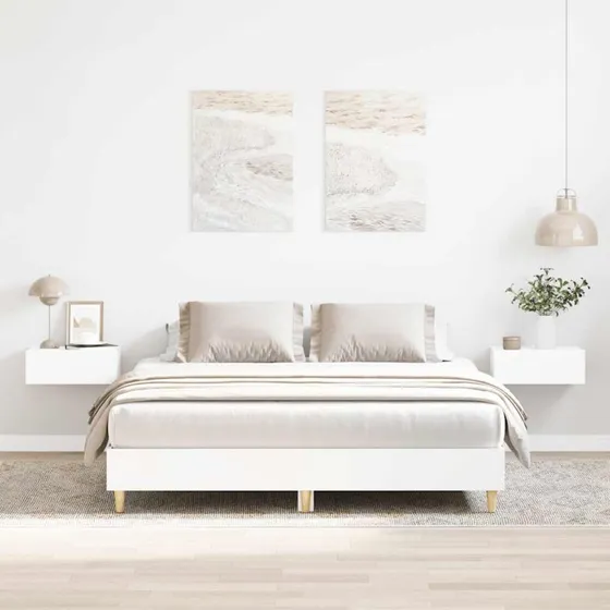 vidaXL Sengestel 140x200 cm Konstrueret Træ Hvid