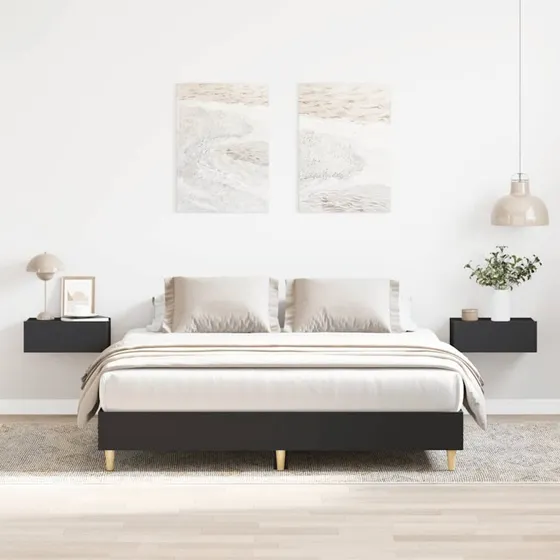 vidaXL Sengestel 140x200 cm Konstrueret Træ Sort