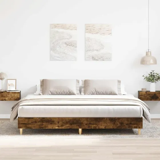 vidaXL Sengestel 180x200 cm Røget Eg Konstrueret Træ