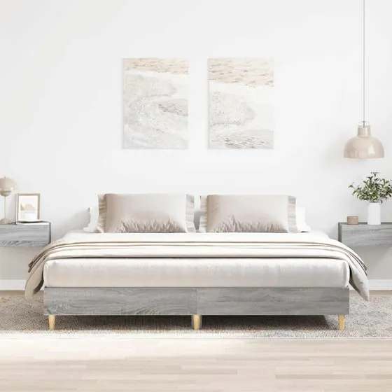 vidaXL Sengestel 160x200 cm Konstrueret Træ Grå Sonoma-Eg