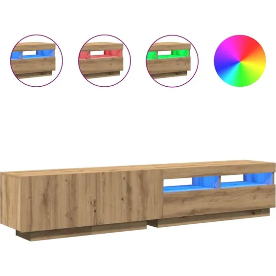 vidaXL TV-bord med LED-lys 200x35x40 cm konstrueret træ