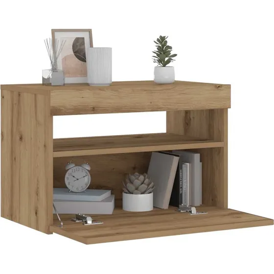vidaXL Sengeskab med LED-lys 60x35x40 cm Konstrueret Træ