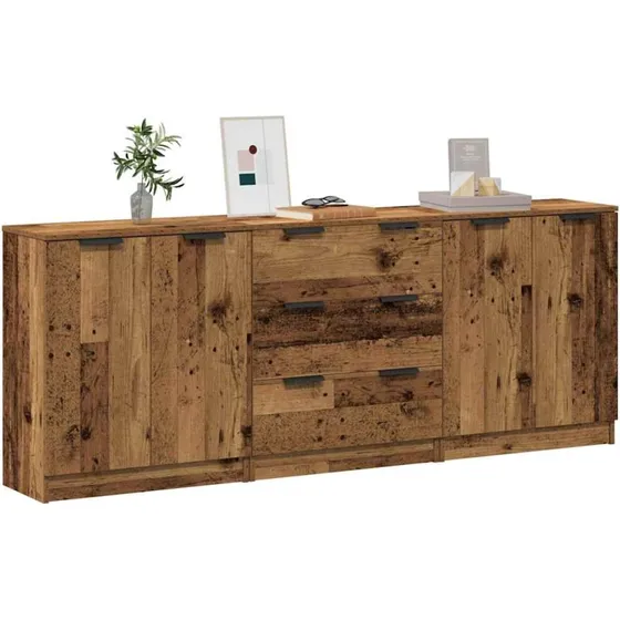vidaXL Skænke 3 stk Gammelt Træ 60x30x70 cm Konstrueret Træ