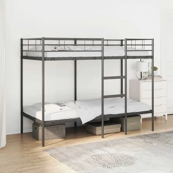 vidaXL Køjeseng Uden Madras 90x190 cm Stål Sort