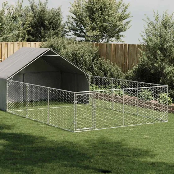 vidaXL Udendørs hundegård 7x3x1,9 m galvaniseret stål