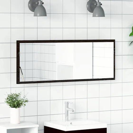vidaXL LED badeværelsesspejl Sort eg 100 x 8,5 x 37 cm