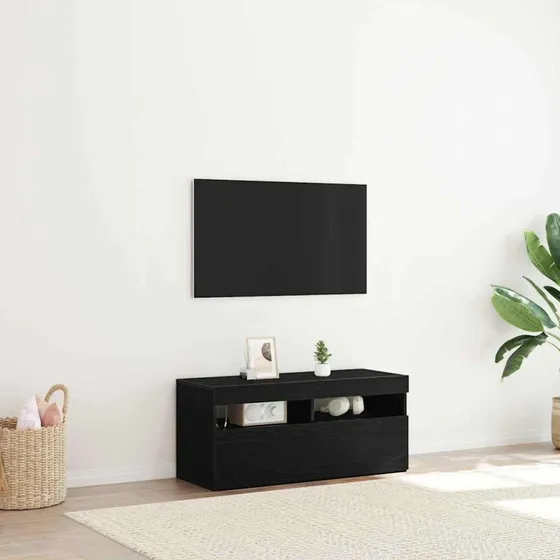 vidaXL TV-skab Sort 90 x 35 x 40 cm Konstrueret Træ