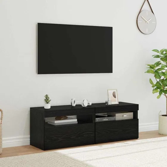 vidaXL TV-skab med LED 2 stk, Sort, 60 x 35 x 40 cm, Konstrueret træ
