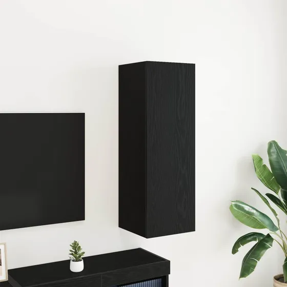 vidaXL Væg TV Skab Sort 30,5 x 30 x 90 cm Konstrueret Træ