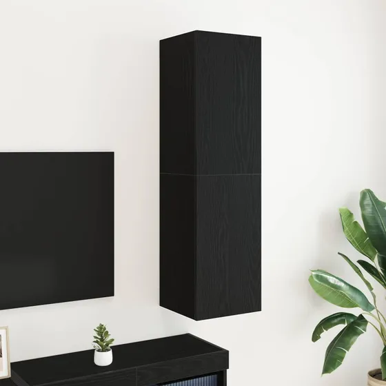 vidaXL Væg TV Skab Sort 30,5 x 30 x 110 cm Konstrueret Træ