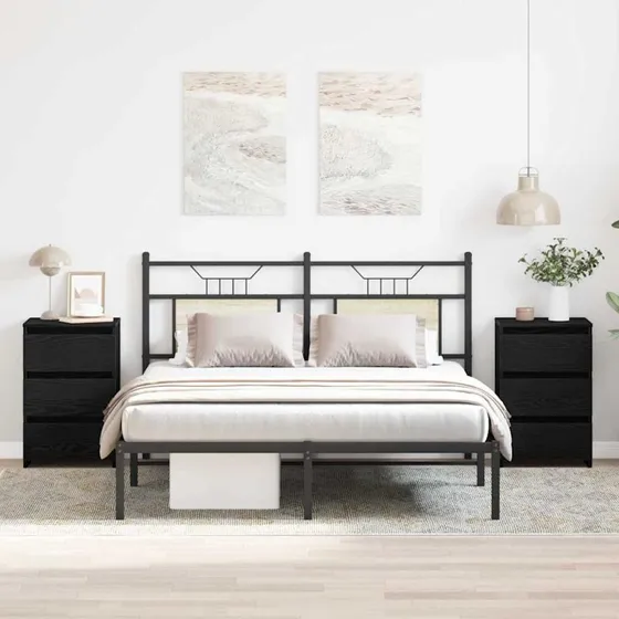 vidaXL Natskab 2 stk Sort Eg 40 x 35 x 62,5 cm Konstrueret Træ