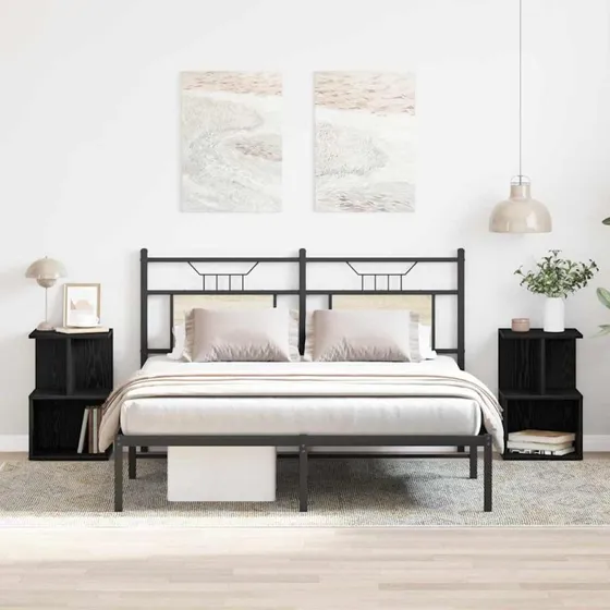 vidaXL Natskab 2 stk, Sort Eg, 35 x 35 x 55 cm, Konstrueret Træ