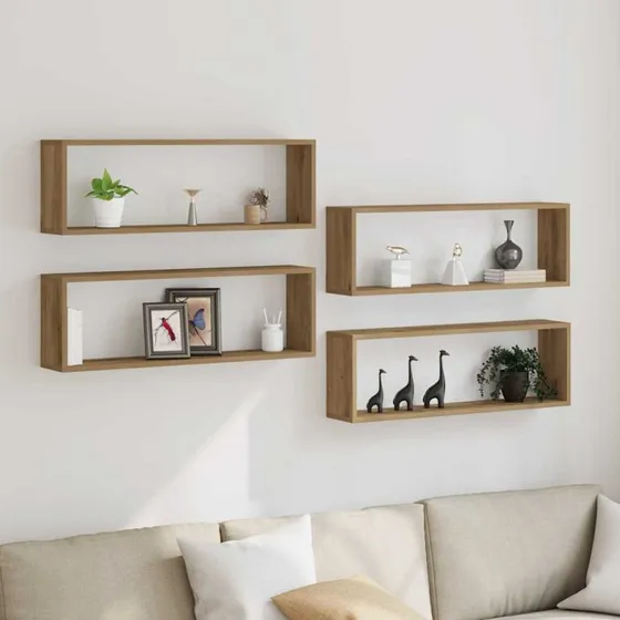 vidaXL Væghylde 4 stk Artisan Egetræ 80 x 15 x 26 cm Konstrueret Træ