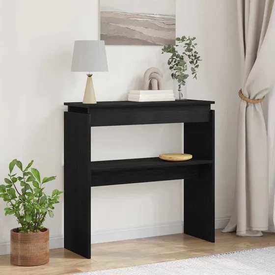 vidaXL Konsolbord Sort Eg 80 x 30 x 80 cm Konstrueret Træ