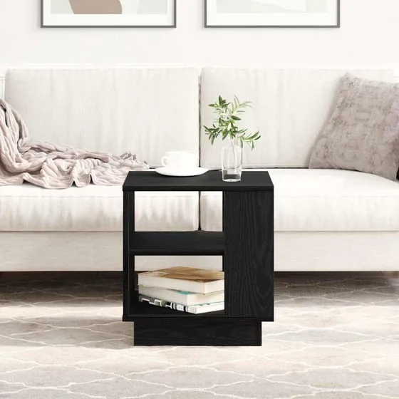 vidaXL Sofabord Sort 40 x 40 x 43 cm Konstrueret Træ med Hylder