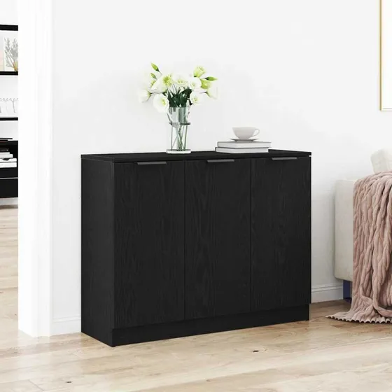 vidaXL Sideboard Sort 90,5 x 30 x 70 cm Konstrueret Træ