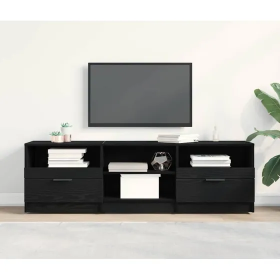 vidaXL TV-skab med skuffe 150 x 33,5 x 45 cm Sort konstrueret træ