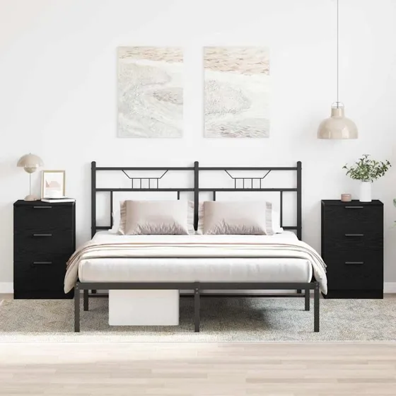 vidaXL Natskab 2 stk, Sort Eg, 40 x 65 x 65 cm, Konstrueret Træ