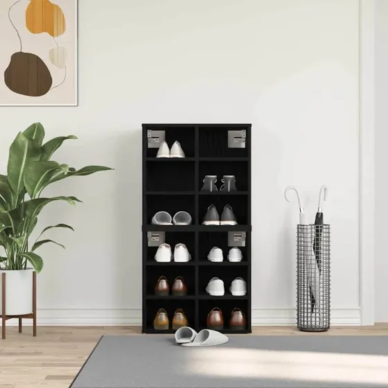 vidaXL Sko Skab 2 Pcs Sort 52 x 30 x 50,5 cm Konstrueret Træ