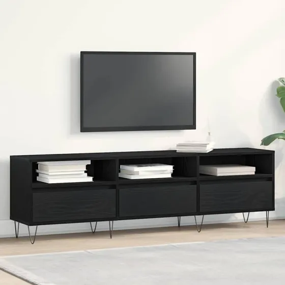 vidaXL TV-skab med skuffe, Sort, 150 x 30 x 44,5 cm, Konstrueret træ