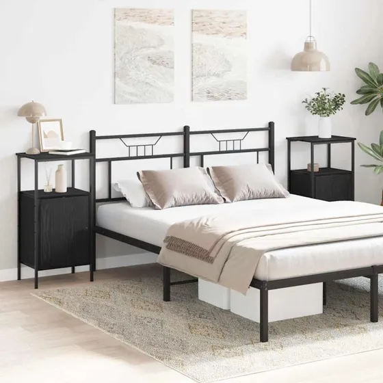 vidaXL Natskab 2 stk Sort Eg 41 x 31 x 80 cm Konstrueret Træ