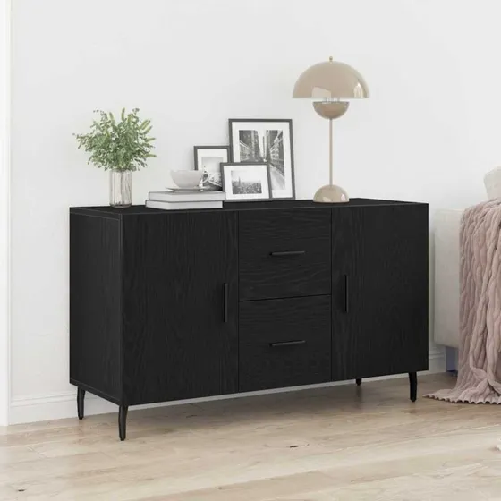 vidaXL Sideboard med skuffe, Sort eg, 100 x 36 x 60 cm