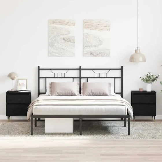 vidaXL Natskab 2 stk Sort eg 40 x 35 x 50 cm Konstrueret træ