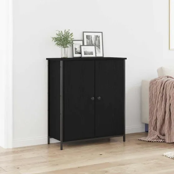 vidaXL Sideboard Sort 70 x 30 x 80 cm Konstrueret Træ