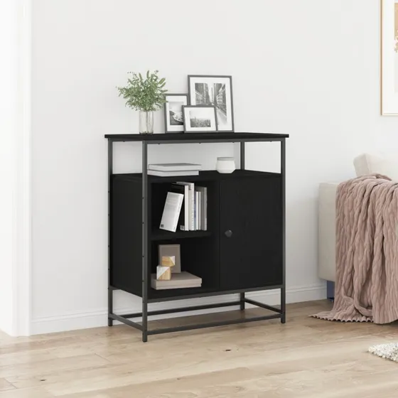 vidaXL Sideboard Sort Eg 69 x 35 x 80 cm Konstrueret Træ