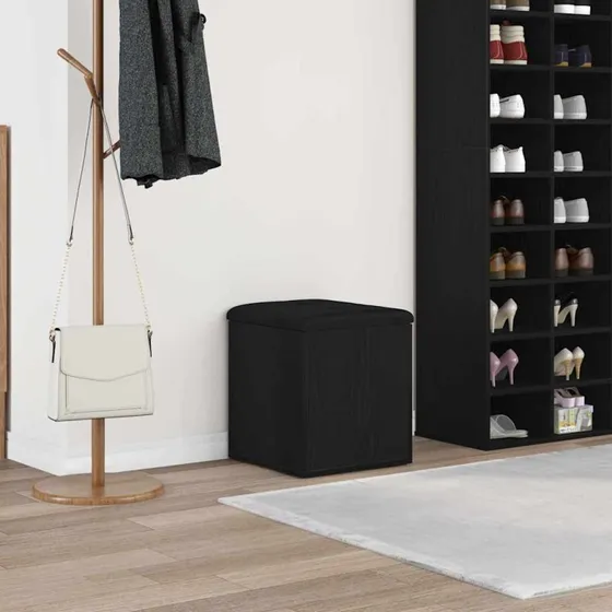 vidaXL Opbevaringsbænk Sort Eg 42 x 42 x 45 cm Konstrueret Træ