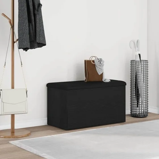 vidaXL Opbevaringsbænk Sort Eg 82 x 42 x 45 cm Konstrueret Træ