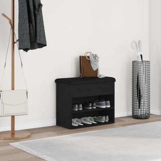 vidaXL Opbevaringsbænk Sort 62 x 32 x 50 cm Konstrueret træ