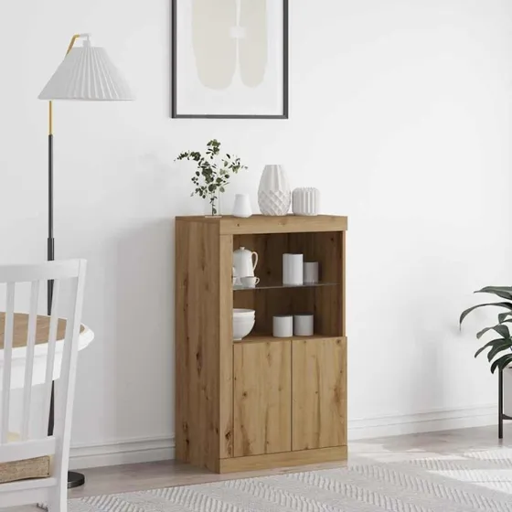 vidaXL LED Sideboard Artisan Egetræ 60,5 x 37 x 100 cm