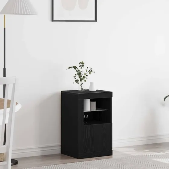 vidaXL LED Sideboard Sort 41 x 37 x 67 cm Konstrueret Træ